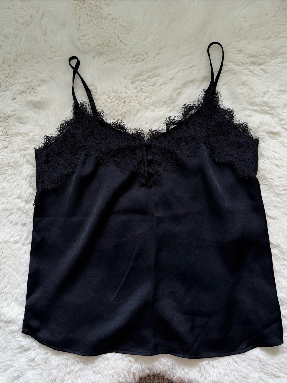 A&F Lace Trim Satin Cami Top XS - Black
